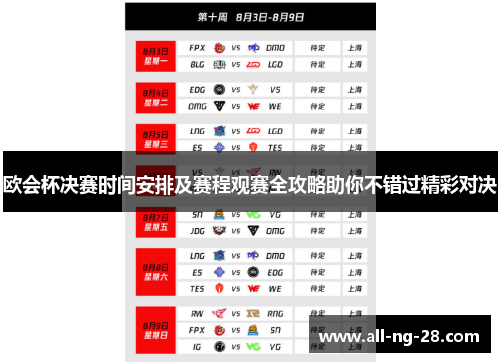欧会杯决赛时间安排及赛程观赛全攻略助你不错过精彩对决