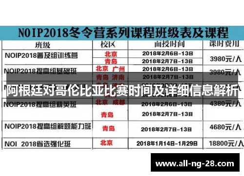 阿根廷对哥伦比亚比赛时间及详细信息解析 阿根廷对哥伦比亚比赛时间及详细信息解析